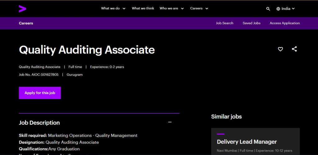 Accenture Recruitment Drive; Hiring Associate