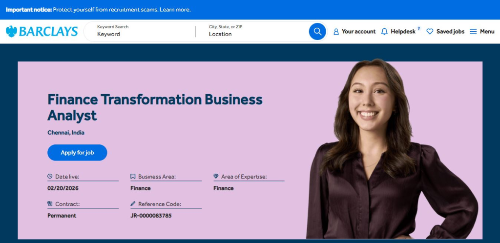 Barclays Recruitment Drive; Hiring Business Analyst