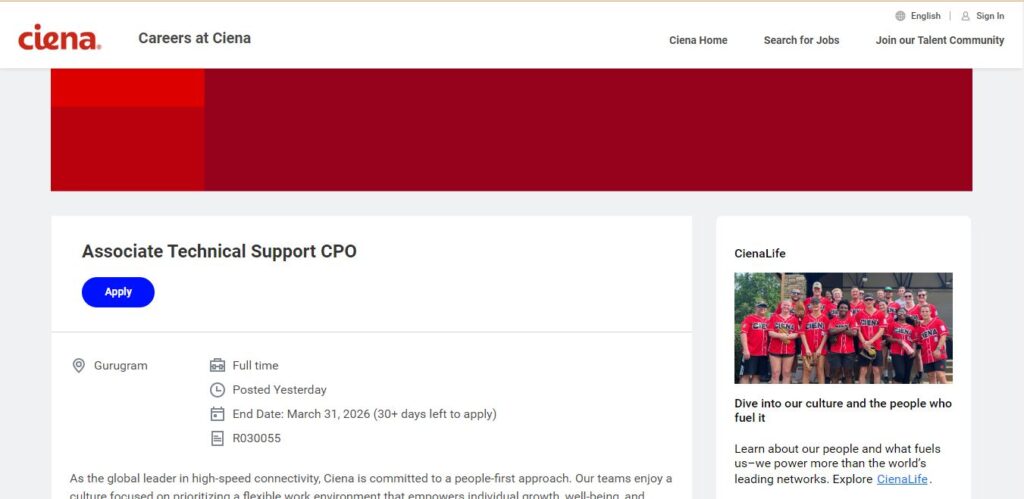 Ciena Recruitment Drive; Hiring Associate Technical Support