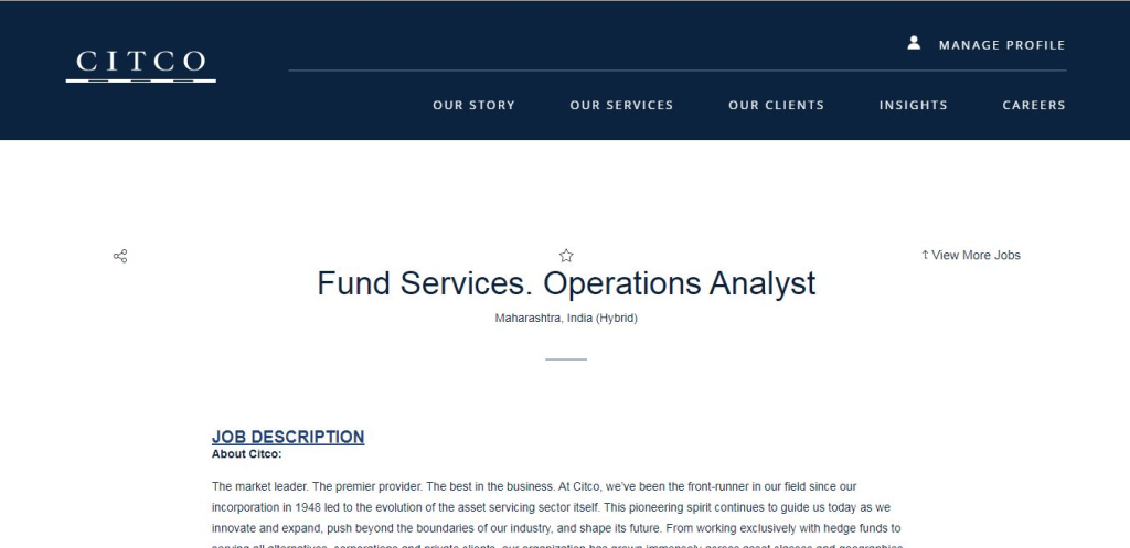 CITCO Recruitment Drive; Hiring Operations Analyst