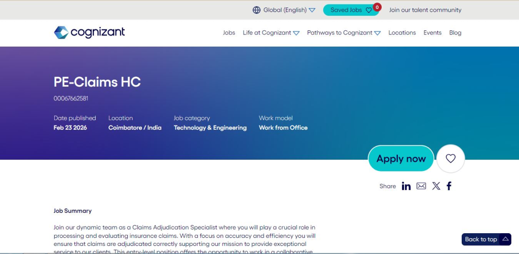 Cognizant Recruitment Drive; Hiring Process Executive