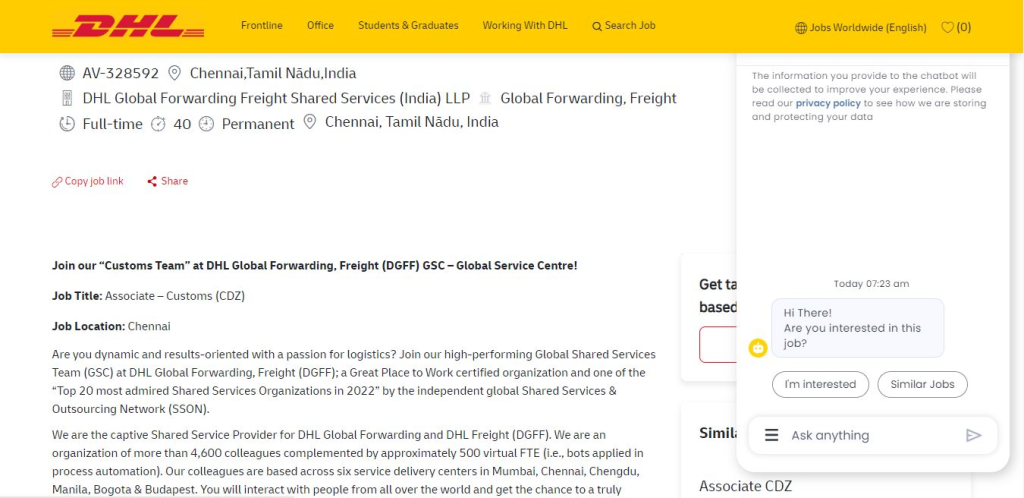 DHL Recruitment Drive; Hiring Associate