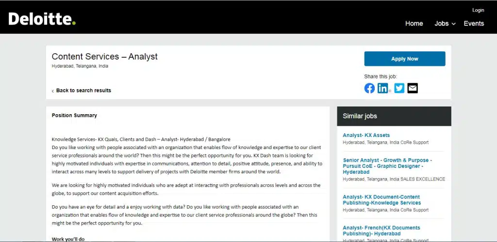 Deloitte Recruitment Drive; Hiring Analyst