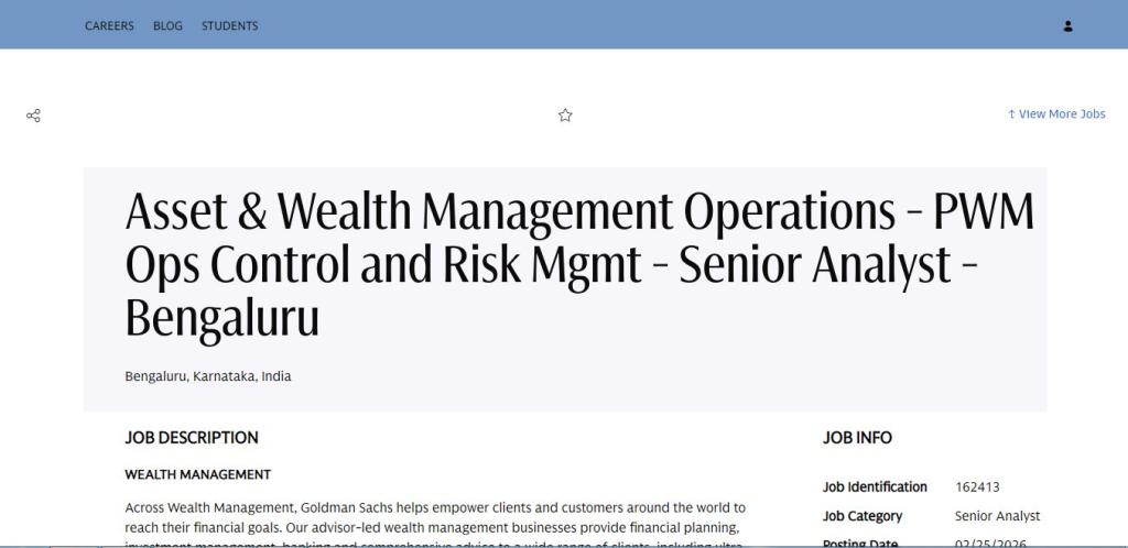 Goldman Sachs Recruitment Drive; Hiring Analyst 