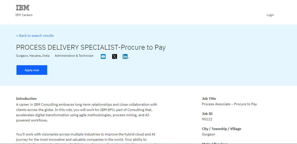 IBM Recruitment Drive; Hiring P2P Process Associate