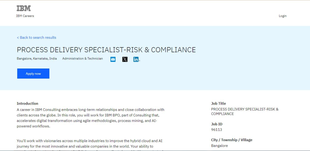 IBM Recruitment Drive; Hiring Risk & Compliance Analyst
