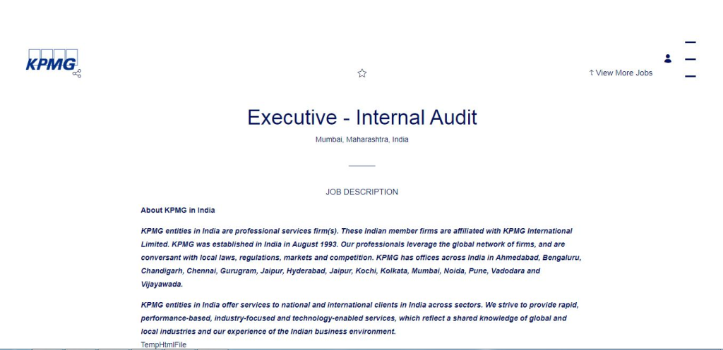 KPMG Recruitment Drive; Hiring Executive
