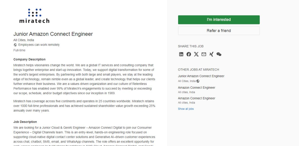 Miratech Work from Home Jobs; Hiring Junior Cloud Engineer