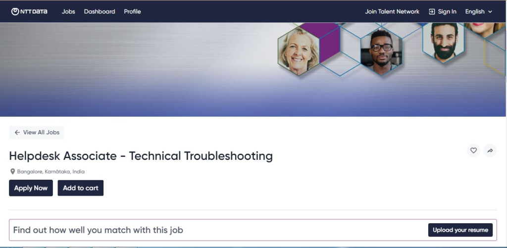 NTT Data Recruitment Drive; Hiring Helpdesk Associate