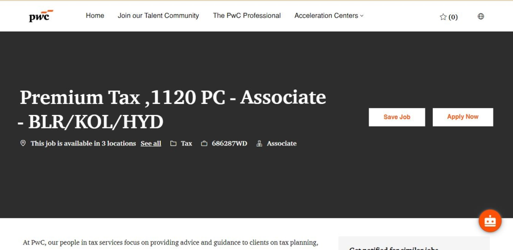 PwC Recruitment Drive; Hiring TAX Associate