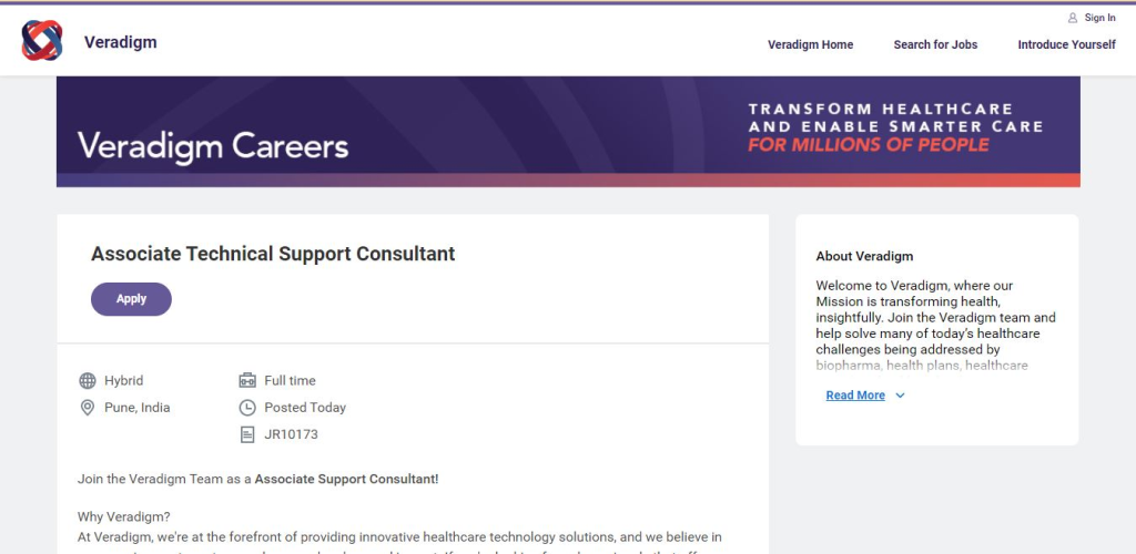 Veradigm Recruitment Drive; Hiring Associate Technical Support 