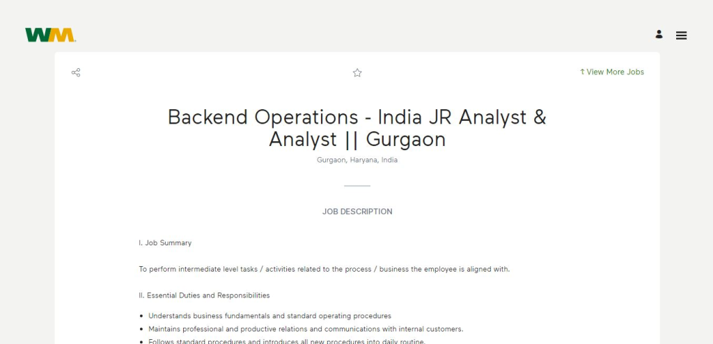 WM Recruitment Drive; Hiring Junior Analyst