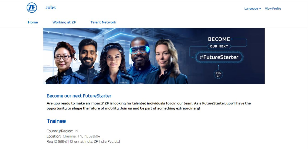 ZF Recruitment Drive; Hiring Trainee