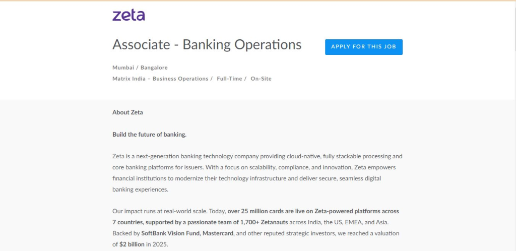 Zeta Recruitment Drive; Hiring Associate
