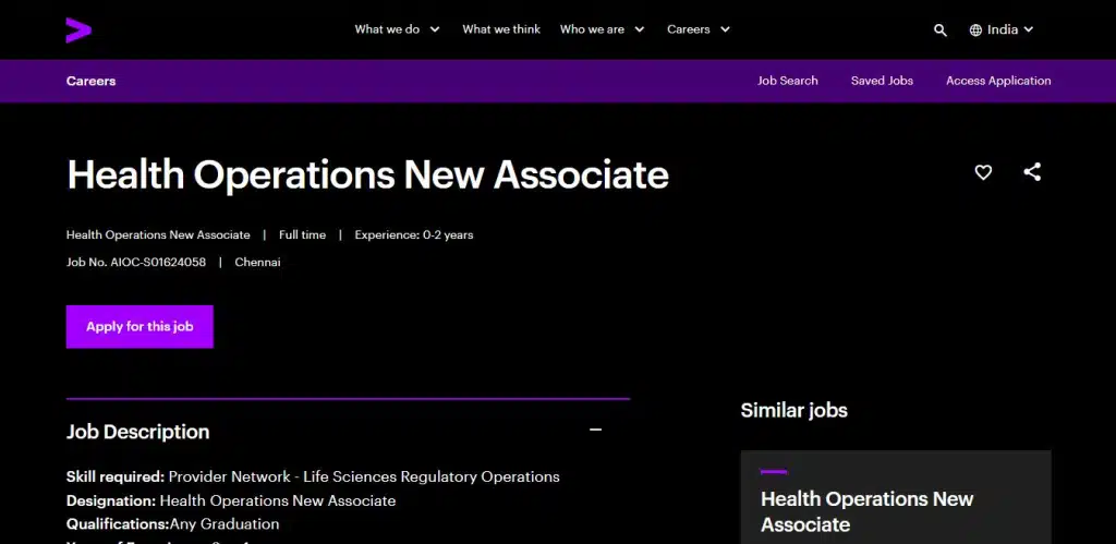 Accenture Recruitment Drive; Hiring Associate