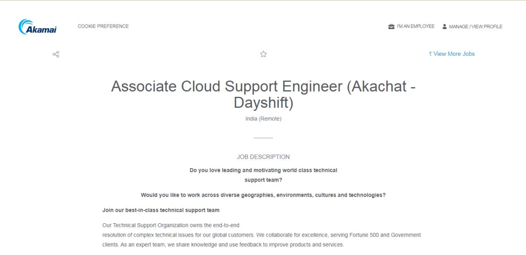 Akamai Work from Home Jobs; Hiring Associate Cloud Support Engineer