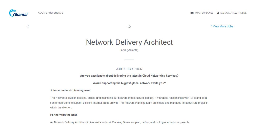 Akamai Work from Home Jobs; Hiring Network Delivery Architect
