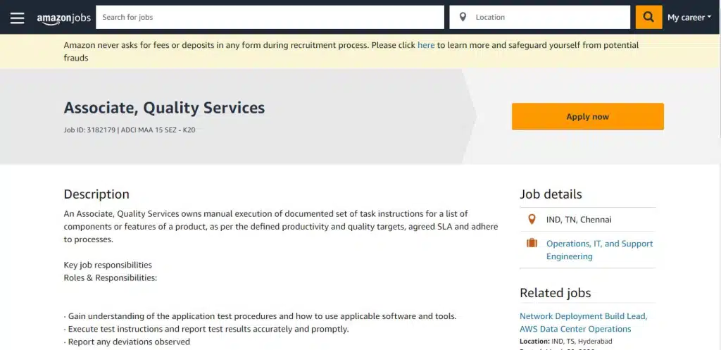 Amazon Recruitment Drive; Hiring Associate