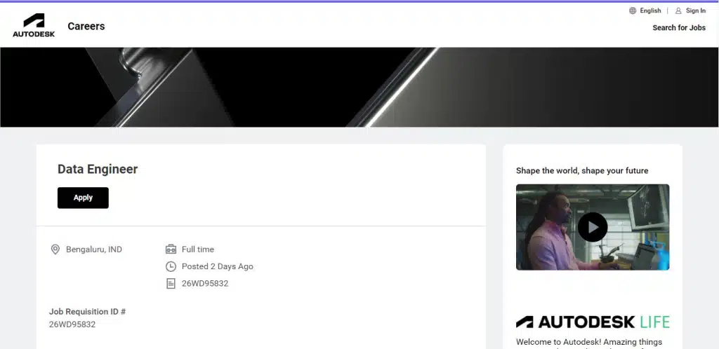 Autodesk Recruitment Drive; Hiring Data Engineer