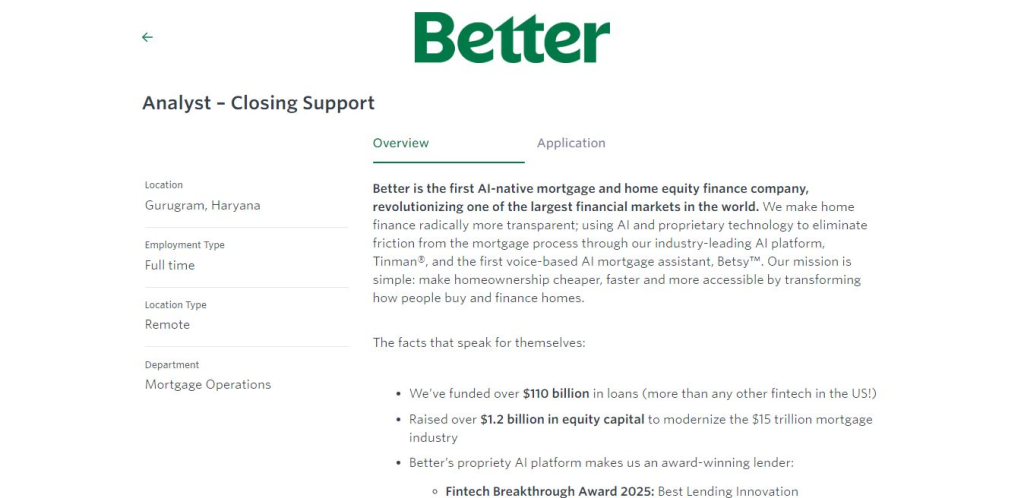 Better Work from Home Jobs; Hiring Analyst