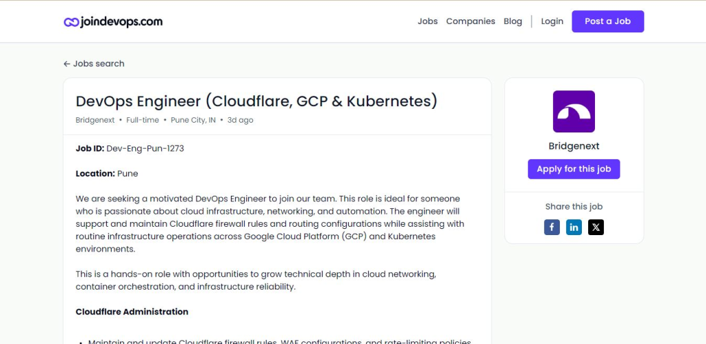Bridgenext Recruitment Drive; Hiring DevOps Engineer
