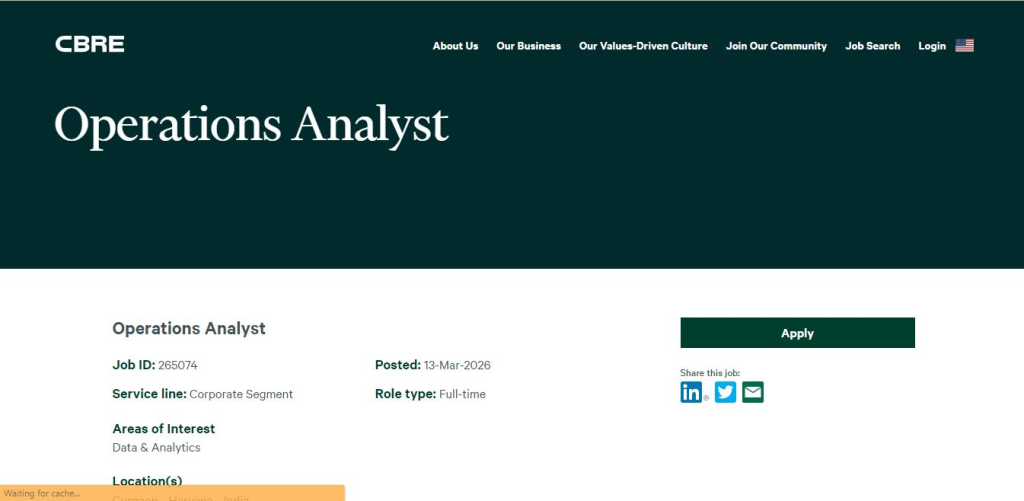 CBRE Recruitment Drive; Hiring Operations Analyst