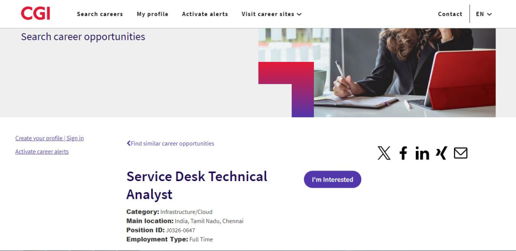 CGI Recruitment Drive; Hiring Service Desk Technical Analyst 