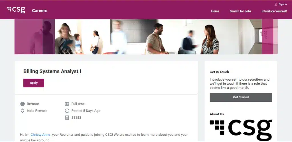 CSG Work from Home Jobs; Hiring Billing Systems Analyst I