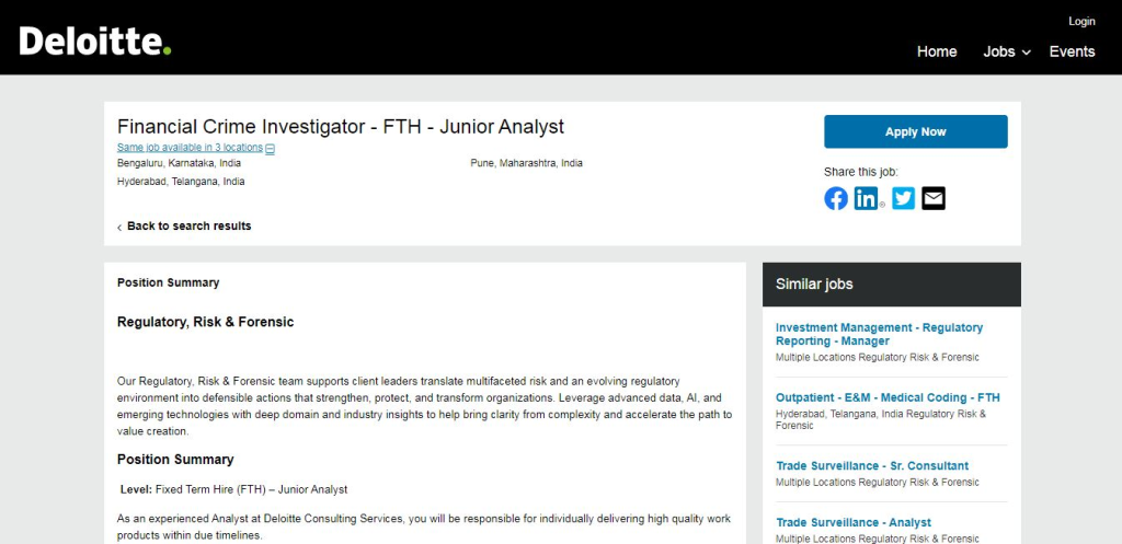 Deloitte Recruitment Drive; Hiring Junior Analyst