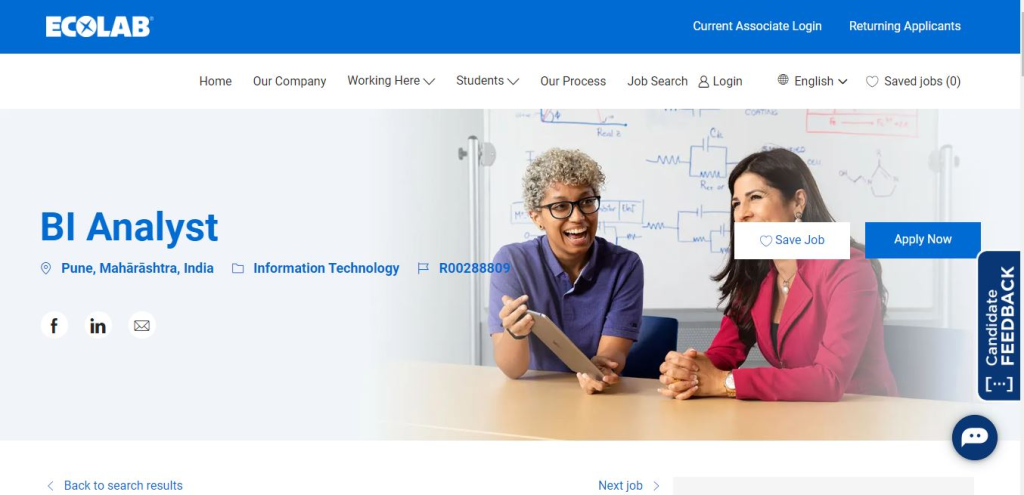 Ecolab Recruitment Drive; Hiring BI Analyst