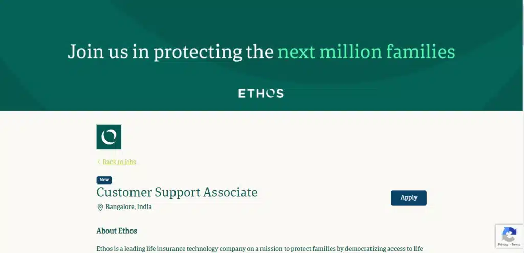 Ethos Recruitment Drive; Hiring Customer Support Associate
