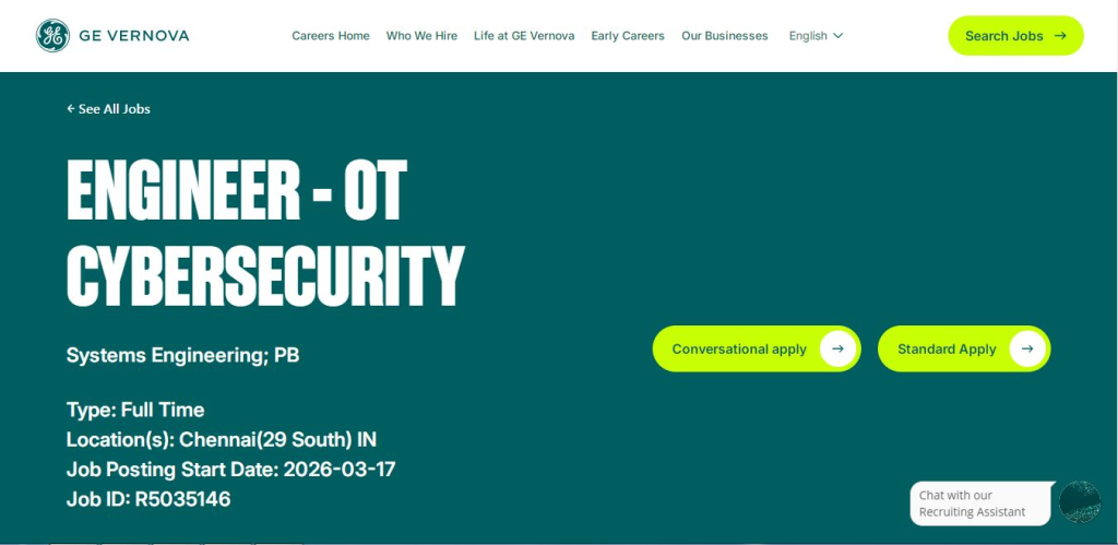 GE Veronova Recruitment Drive; Hiring Cybersecurity Engineer