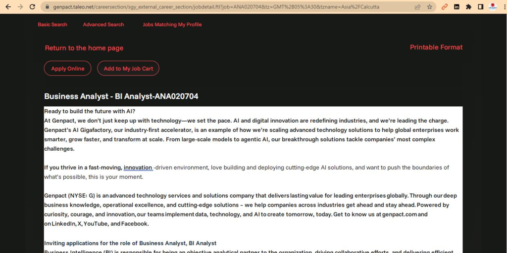 Genpact Recruitment Drive; Hiring Junior BI Analyst