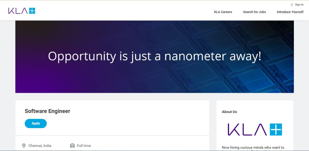 KLA Recruitment Drive; Hiring Software Engineer