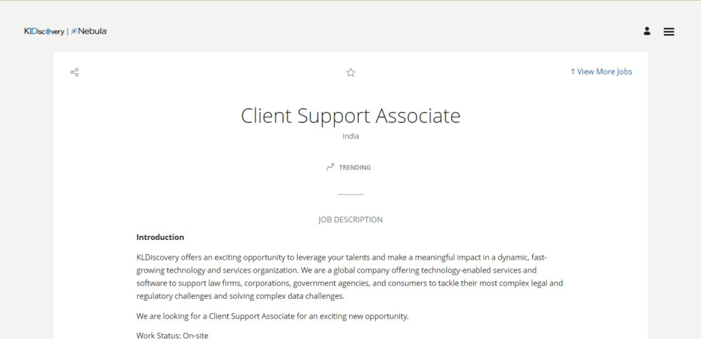 KLDiscovery Work from Home Jobs; Hiring Client Support Associate