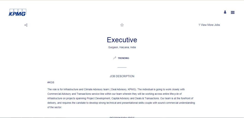 KPMG Recruitment Drive; Hiring Executive
