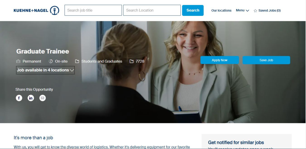 Kuehne+Nagel Recruitment Drive; Hiring Graduate Trainee