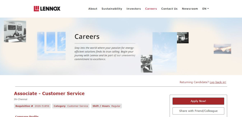 Lennox Recruitment Drive; Hiring Associate