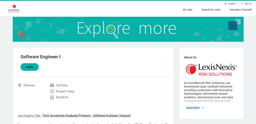 LexisNexis Recruitment Drive; Hiring Software Engineer I