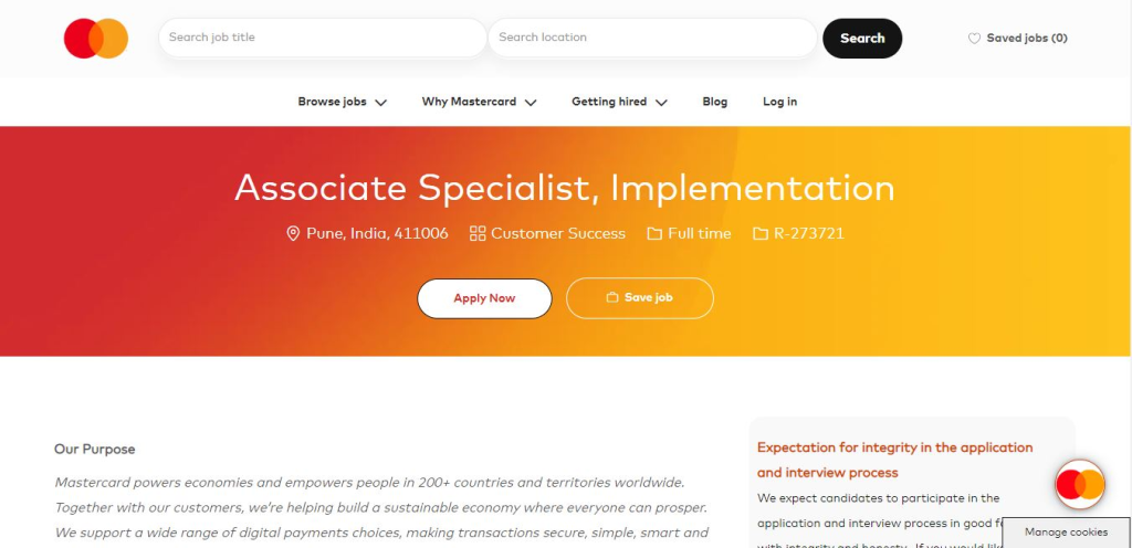 Mastercard Recruitment Drive; Hiring Associate