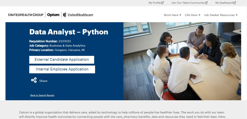 Optum Recruitment Drive; Hiring Data Analyst