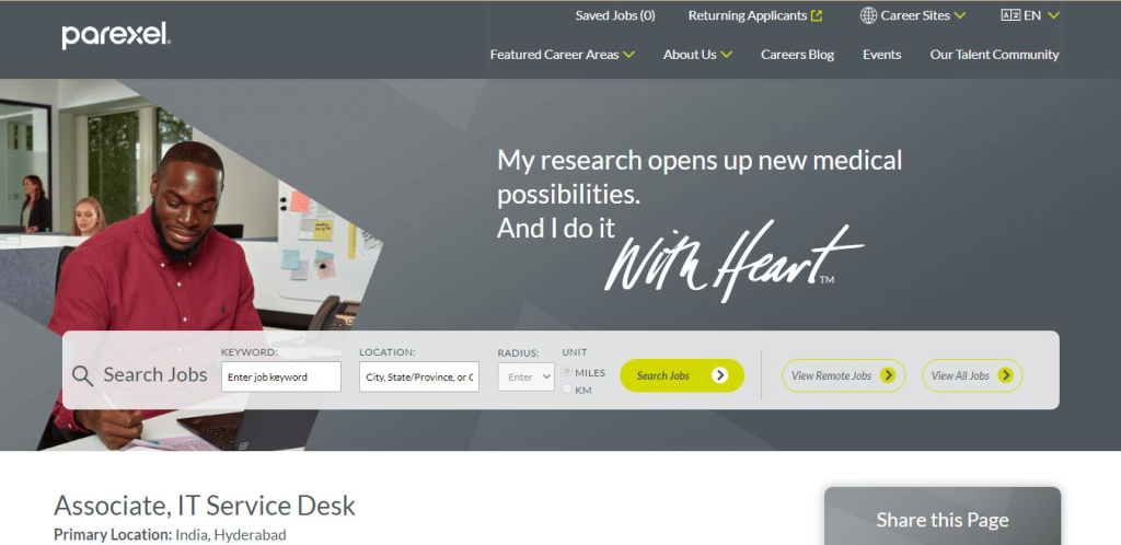 Parexel Recruitment Drive; Hiring IT Service Desk Associate