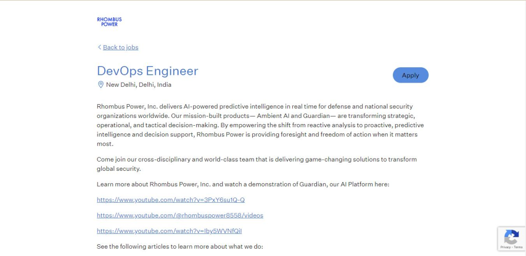 Rhombus Power Recruitment Drive; Hiring DevOps Engineer 