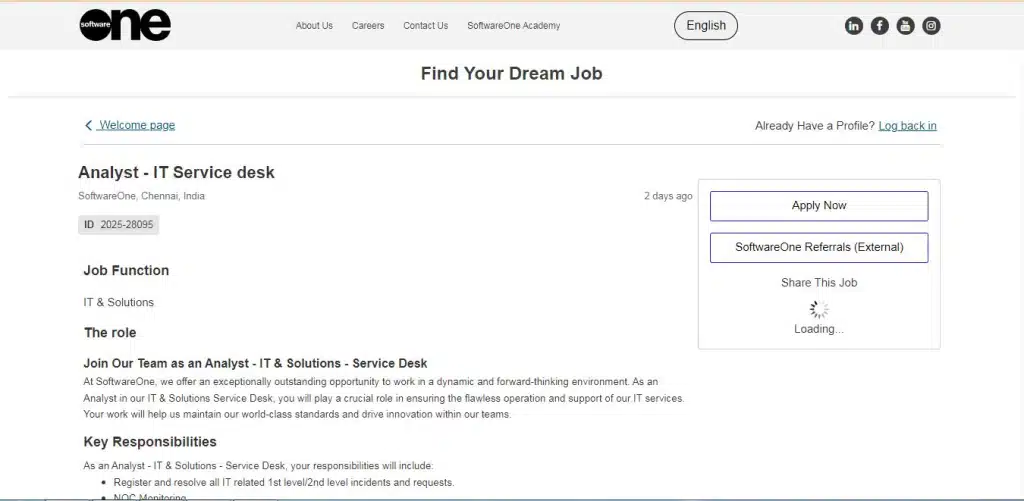SoftwareOne Recruitment Drive; Hiring IT Service desk
