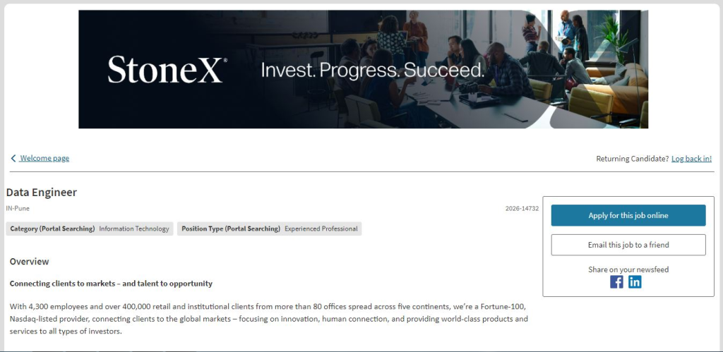 StoneX Recruitment Drive; Hiring Data Engineer