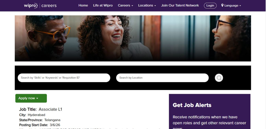 Wipro Recruitment Drive; Hiring Associate L1