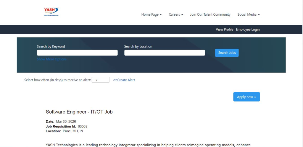 Yash Technologies Recruitment Drive; Hiring Software Engineer 