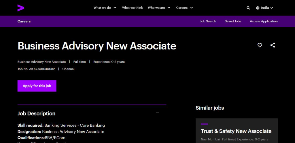 Accenture Recruitment Drive; Hiring Associate