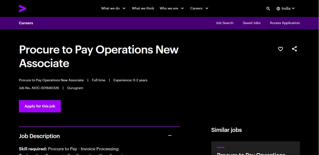 Accenture Recruitment Drive; Hiring P2P Associate