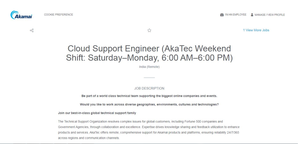 Akamai Work from Home Jobs; Hiring Cloud Support Engineer